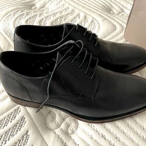 Four Brothers Black Leather Oxfords, Sz 9